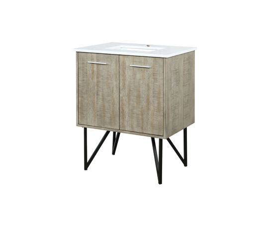 Lexora Lancy 30" Rustic Acacia Bathroom Vanity, White Quartz Top, and White Square Sink - Lexora - Ambient Home