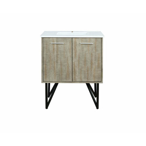 Lexora Lancy 30" Rustic Acacia Bathroom Vanity, White Quartz Top, and White Square Sink - Lexora - Ambient Home