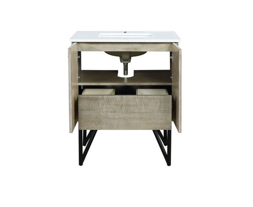 Lexora Lancy 30" Rustic Acacia Bathroom Vanity, White Quartz Top, and White Square Sink - Lexora - Ambient Home