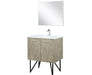 Lexora Lancy 30" Rustic Acacia Bathroom Vanity, White Quartz Top, White Square Sink, Labaro Brushed Nickel Faucet Set, and 28" Frameless Mirror - Lexora - Ambient Home