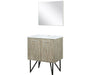 Lexora Lancy 30" Rustic Acacia Bathroom Vanity, White Quartz Top, White Square Sink, and 28" Frameless Mirror - Lexora - Ambient Home