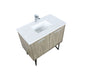 Lexora Lancy 36" Rustic Acacia Bathroom Vanity, White Quartz Top, White Square Sink, and Labaro Brushed Nickel Faucet Set - Lexora - Ambient Home