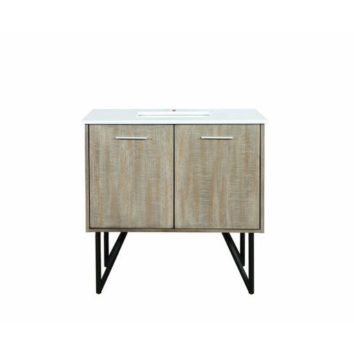 Lexora Lancy 36" Rustic Acacia Bathroom Vanity, White Quartz Top, and White Square Sink - Lexora - Ambient Home