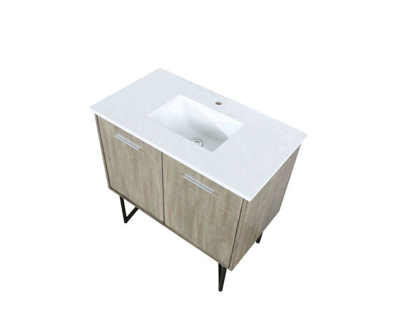 Lexora Lancy 36" Rustic Acacia Bathroom Vanity, White Quartz Top, and White Square Sink - Lexora - Ambient Home