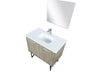 Lexora Lancy 36" Rustic Acacia Bathroom Vanity, White Quartz Top, White Square Sink, Labaro Brushed Nickel Faucet Set, and 28" Frameless Mirror - Lexora - Ambient Home