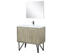 Lexora Lancy 36" Rustic Acacia Bathroom Vanity, White Quartz Top, White Square Sink, Monte Chrome Faucet Set, and 28" Frameless Mirror - Lexora - Ambient Home