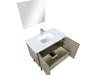 Lexora Lancy 36" Rustic Acacia Bathroom Vanity, White Quartz Top, White Square Sink, Labaro Rose Gold Faucet Set, and 28" Frameless Mirror - Lexora - Ambient Home