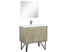 Lexora Lancy 36" Rustic Acacia Bathroom Vanity, White Quartz Top, White Square Sink, Labaro Rose Gold Faucet Set, and 28" Frameless Mirror - Lexora - Ambient Home