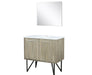 Lexora Lancy 36" Rustic Acacia Bathroom Vanity, White Quartz Top, White Square Sink, and 28" Frameless Mirror - Lexora - Ambient Home