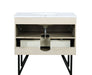 Lexora Lancy 36" Rustic Acacia Bathroom Vanity, White Quartz Top, White Square Sink, and 28" Frameless Mirror - Lexora - Ambient Home