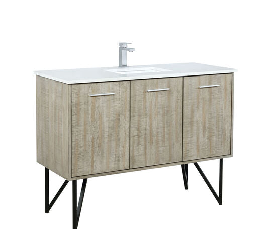 Lexora Lancy 48" Rustic Acacia Bathroom Vanity, White Quartz Top, White Square Sink, and Monte Chrome Faucet Set - Lexora - Ambient Home