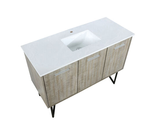 Lexora Lancy 48" Rustic Acacia Bathroom Vanity, White Quartz Top, and White Square Sink - Lexora - Ambient Home
