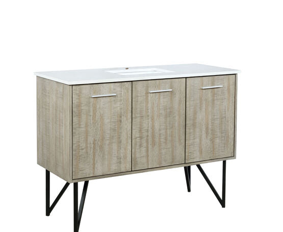 Lexora Lancy 48" Rustic Acacia Bathroom Vanity, White Quartz Top, and White Square Sink - Lexora - Ambient Home