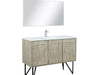 Lexora Lancy 48" Rustic Acacia Bathroom Vanity, White Quartz Top, White Square Sink, Labaro Brushed Nickel Faucet Set, and 43" Frameless Mirror - Lexora - Ambient Home