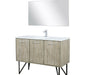 Lexora Lancy 48" Rustic Acacia Bathroom Vanity, White Quartz Top, White Square Sink, Monte Chrome Faucet Set, and 43" Frameless Mirror - Lexora - Ambient Home