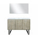 Lexora Lancy 48" Rustic Acacia Bathroom Vanity, White Quartz Top, White Square Sink, and 43" Frameless Mirror - Lexora - Ambient Home