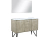 Lexora Lancy 48" Rustic Acacia Bathroom Vanity, White Quartz Top, White Square Sink, and 43" Frameless Mirror - Lexora - Ambient Home