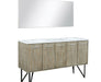 Lexora Lancy 60" Rustic Acacia Double Bathroom Vanity, White Quartz Top, White Square Sinks, and 55" Frameless Mirror - Lexora - Ambient Home