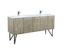 Lexora Lancy 72" Rustic Acacia Double Bathroom Vanity, White Quartz Top, White Square Sinks, and Labaro Rose Gold Faucet Set - Lexora - Ambient Home