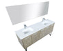 Lexora Lancy 72" Rustic Acacia Double Bathroom Vanity, White Quartz Top, White Square Sinks, Labaro Brushed Nickel Faucet Set, and 70" Frameless Mirror - Lexora - Ambient Home