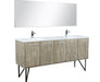 Lexora Lancy 72" Rustic Acacia Double Bathroom Vanity, White Quartz Top, White Square Sinks, Monte Chrome Faucet Set, and 70" Frameless Mirror - Lexora - Ambient Home