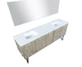 Lexora Lancy 80" Rustic Acacia Double Bathroom Vanity, White Quartz Top, White Square Sinks, and 70" Frameless Mirror - Lexora - Ambient Home