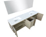 Lexora Lancy 80" Rustic Acacia Double Bathroom Vanity, White Quartz Top, White Square Sinks, and 70" Frameless Mirror - Lexora - Ambient Home