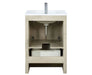 Lexora Lafarre 24" Rustic Acacia Bathroom Vanity, White Quartz Top, White Square Sink, and Labaro Rose Gold Faucet Set - Lexora - Ambient Home