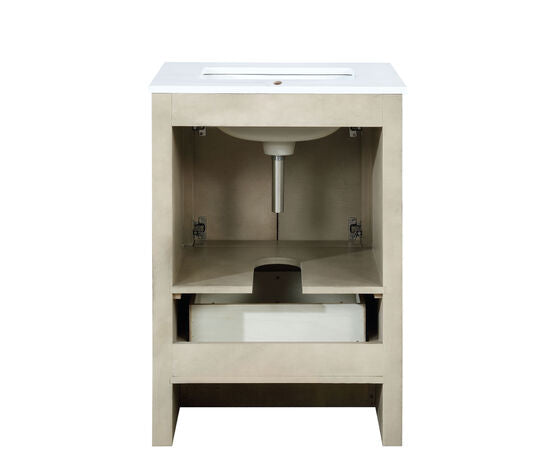 Lexora Lafarre 24" Rustic Acacia Bathroom Vanity, White Quartz Top, and White Square Sink - Lexora - Ambient Home