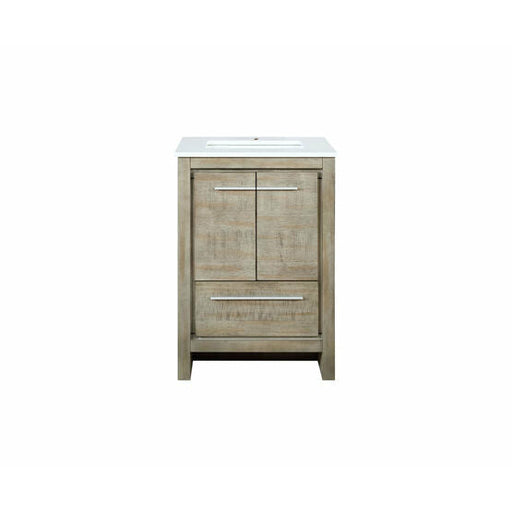 Lexora Lafarre 24" Rustic Acacia Bathroom Vanity, White Quartz Top, and White Square Sink - Lexora - Ambient Home