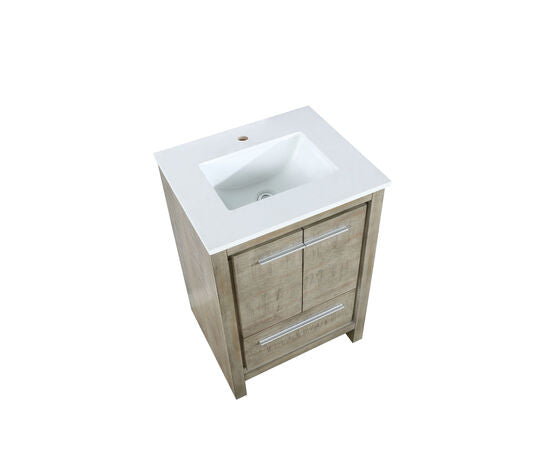 Lexora Lafarre 24" Rustic Acacia Bathroom Vanity, White Quartz Top, and White Square Sink - Lexora - Ambient Home