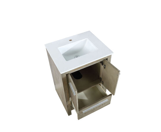 Lexora Lafarre 24" Rustic Acacia Bathroom Vanity, White Quartz Top, and White Square Sink - Lexora - Ambient Home