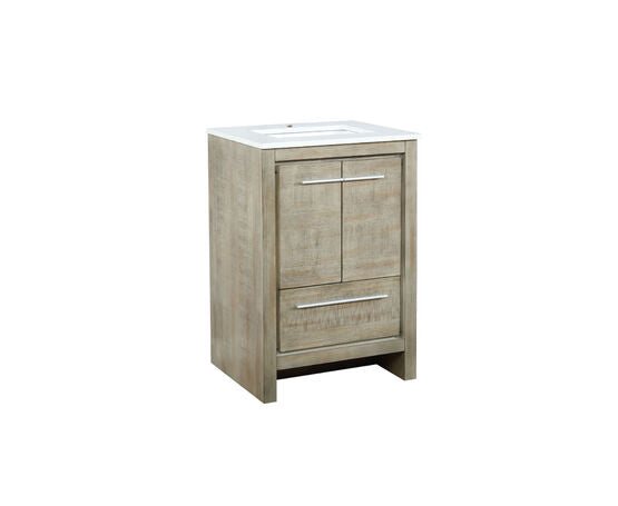 Lexora Lafarre 24" Rustic Acacia Bathroom Vanity, White Quartz Top, and White Square Sink - Lexora - Ambient Home