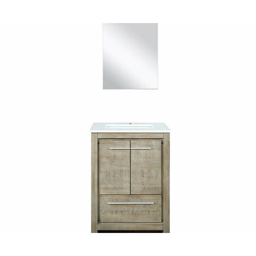 Lexora Lafarre 24" Rustic Acacia Bathroom Vanity, White Quartz Top, White Square Sink, and 18" Frameless Mirror - Lexora - Ambient Home