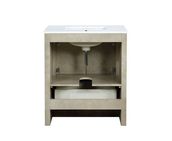 Lexora Lafarre 30" Rustic Acacia Bathroom Vanity, White Quartz Top, and White Square Sink - Lexora - Ambient Home