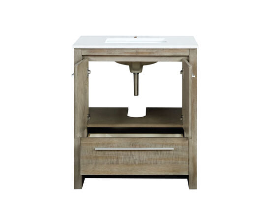 Lexora Lafarre 30" Rustic Acacia Bathroom Vanity, White Quartz Top, and White Square Sink - Lexora - Ambient Home