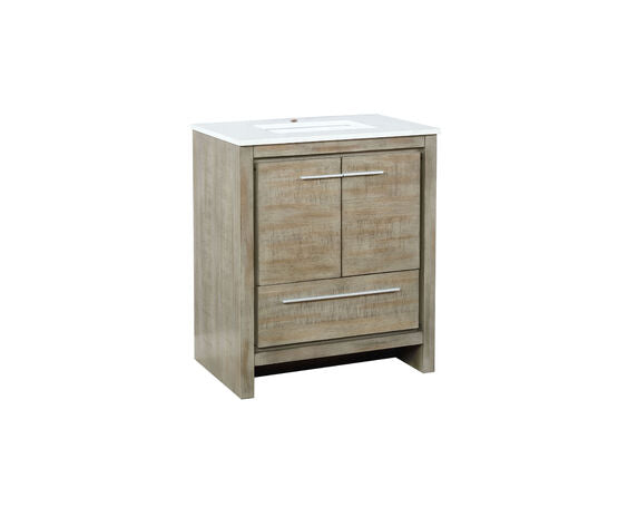 Lexora Lafarre 30" Rustic Acacia Bathroom Vanity, White Quartz Top, and White Square Sink - Lexora - Ambient Home