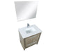 Lexora Lafarre 30" Rustic Acacia Bathroom Vanity, White Quartz Top, White Square Sink, Labaro Brushed Nickel Faucet Set, and 28" Frameless Mirror - Lexora - Ambient Home