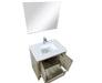 Lexora Lafarre 30" Rustic Acacia Bathroom Vanity, White Quartz Top, White Square Sink, Labaro Rose Gold Faucet Set, and 28" Frameless Mirror - Lexora - Ambient Home
