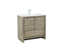 Lexora Lafarre 36" Rustic Acacia Bathroom Vanity, White Quartz Top, White Square Sink, and Labaro Brushed Nickel Faucet Set - Lexora - Ambient Home