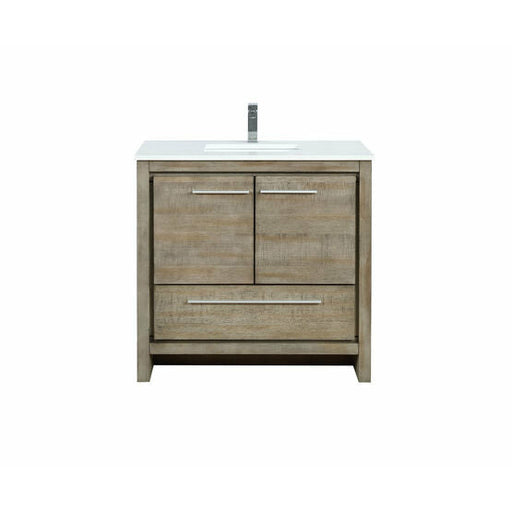 Lexora Lafarre 36" Rustic Acacia Bathroom Vanity, White Quartz Top, White Square Sink, and Monte Chrome Faucet Set - Lexora - Ambient Home