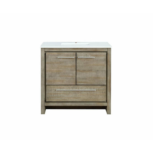 Lexora Lafarre 36" Rustic Acacia Bathroom Vanity, White Quartz Top, and White Square Sink - Lexora - Ambient Home