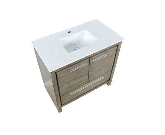 Lexora Lafarre 36" Rustic Acacia Bathroom Vanity, White Quartz Top, and White Square Sink - Lexora - Ambient Home