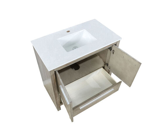 Lexora Lafarre 36" Rustic Acacia Bathroom Vanity, White Quartz Top, and White Square Sink - Lexora - Ambient Home