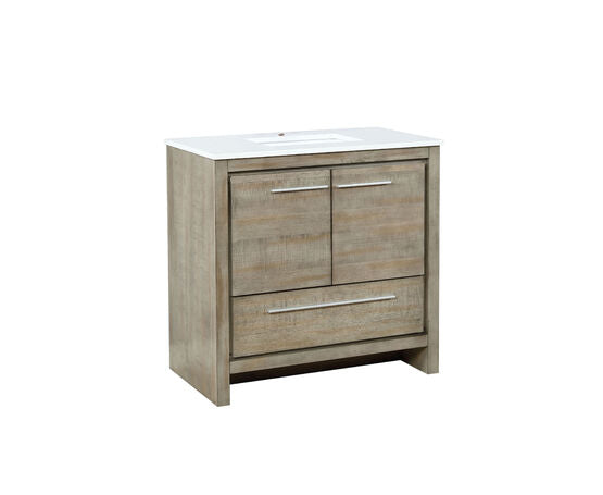 Lexora Lafarre 36" Rustic Acacia Bathroom Vanity, White Quartz Top, and White Square Sink - Lexora - Ambient Home