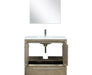 Lexora Lafarre 36" Rustic Acacia Bathroom Vanity, White Quartz Top, White Square Sink, Labaro Brushed Nickel Faucet Set, and 28" Frameless Mirror - Lexora - Ambient Home