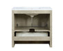 Lexora Lafarre 36" Rustic Acacia Bathroom Vanity, White Quartz Top, White Square Sink, and 28" Frameless Mirror - Lexora - Ambient Home