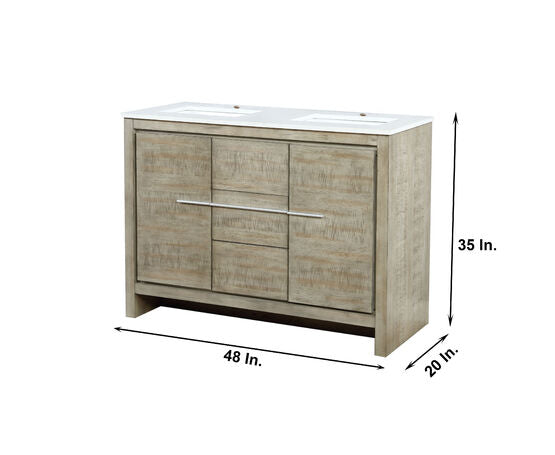 Lexora Lafarre 48" Rustic Acacia Double Bathroom Vanity, White Quartz Top, and White Square Sink - Lexora - Ambient Home