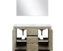 Lexora Lafarre 48" Rustic Acacia Double Bathroom Vanity, White Quartz Top, White Square Sink, and 43" Frameless Mirror - Lexora - Ambient Home