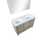 Lexora Lafarre 48" Rustic Acacia Double Bathroom Vanity, White Quartz Top, White Square Sink, and 43" Frameless Mirror - Lexora - Ambient Home